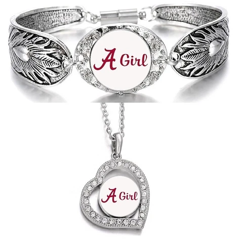 Alabama Crimson Tide Womens 925 Sterling Silver Necklace Bracelet Gift Set D3D19 Cover