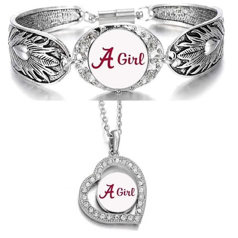 Alabama Crimson Tide Mujer 925 Plata Esterlina Collar Pulsera Conjunto de Regalo D3D19 Foto 1 de 4