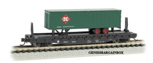 Spur N 52,6' B&O Flachwagen mit 35' Eisenbahn Express Huckepack Anhänger Neu 16752 - Bild 1 von 1