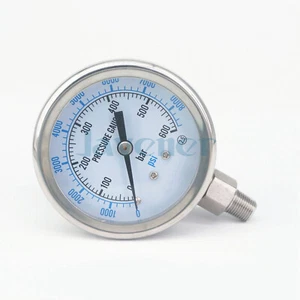 Medidor de presión de esfera de 60 mm 0-600 bar 1/4"" NPT 304" barra de acero inoxidable PSI N2 vapor - Imagen 1 de 4