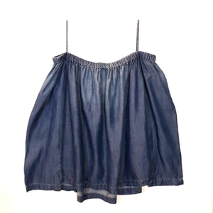 Anthropologie Cloth & Stone Top L Blue Chambray Strappy Off-Shoulder Relaxed EUC - Picture 1 of 11