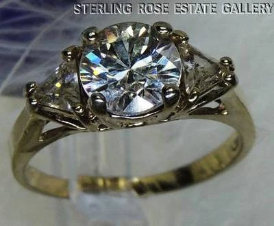 ANILLO DE COMPROMISO TURMALINA BLANCA 6,5 mm Vermeil plata esterlina 0,925 Estate talla 6 Foto 1 de 4