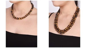 Indian Bollywood Women's Shell Tiger Eye Stone Beads Necklace Line - Picture 1 of 11