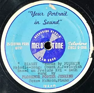 78rpm FLORENCE FOSTER JENKINS sings Adele's Laughing Song - RARE ORIG. MELOTONE - Picture 1 of 2
