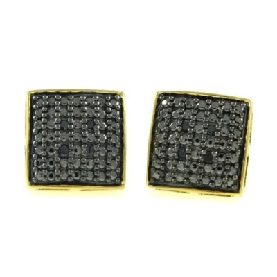 Aretes cuadrados enchapados en oro de 14K con diamantes naturales de 1/10 quilate envío rápido y gratuito Foto 1 de 3