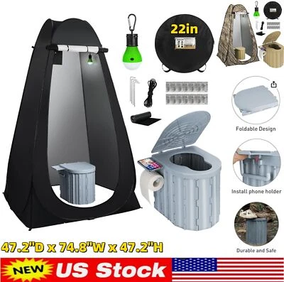 Portable Camping Toilet with Pop-Up Privacy Tent Outdoor Folding Camp Bathroom - Image 1 of 4