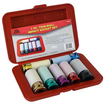 Lug / Wheel Nut Sockets- 7 Piece Thin Wall Impact Socket Set with Plastic Sleeve - Image 1 of 4