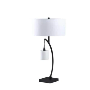 ORE International Table Lamp 28.5" Incandescent Metal Bedside 2-Light Black - Picture 1 of 7