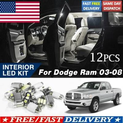 Kit de luces interiores de auto 12X LED para Dodge Ram 2003-2008 mapa domo luces de licencia Foto 1 de 4