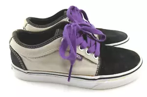 VANS Chukka Skateboard Shoes Junior Sz 6.5 Off-The-Wall Black & Ivory & Purple - Picture 1 of 8