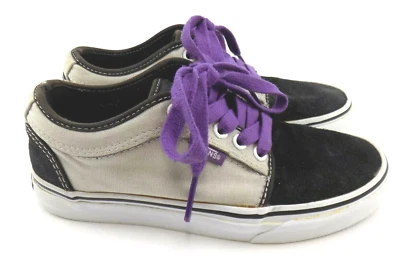VANS Chukka Skateboard Shoes Junior Sz 6.5 Off-The-Wall Black & Ivory & Purple - Image 1 of 4