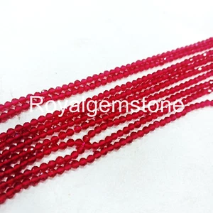Ruby Beads, Artificial Faceted Small Round Loose Beads 2mm 18 inch - Picture 1 of 5