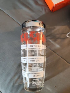 Vintage 1950s Glass Cocktail Shaker w/Drink Recipes Mid Century Heavy Glass - Picture 1 of 4