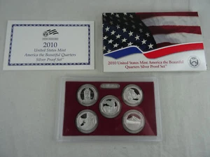2010-S ATB Silver Quarter Proof Set 5 Coins w/ Box & COA OGP US Mint - Picture 1 of 5