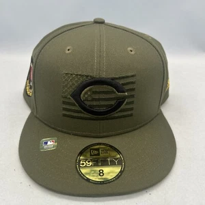Cincinnati Reds New Era 59FIFTY Hat Sz 8 Olive 2023 Military Salute to Service - Picture 1 of 10