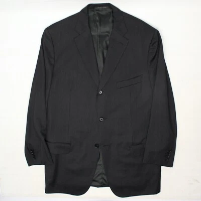 Abrigo de traje Isaia Napoli Stewart para hombre 42L gris oscuro blanco chaqueta de lana a rayas  Foto 1 de 4