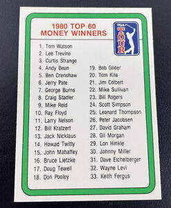 1981 Donruss Golf Card PGA Tour - Checklist - 1980 Top 60 Winners-Centered-NM