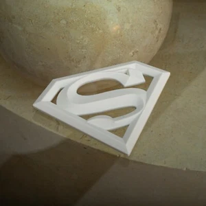 Superman White Car Emblem Badge - Man Of Steel 3D Auto Sticker - 4.2" x 3" - Foto 1 di 10