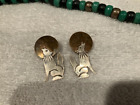 Vintage Sterling Silver & Brass Ladies Wolf Moon Earrings