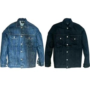 New Mens Denim Vintage Heavy Classic Casual Biker Jeans Trucker Jacket Top - Picture 1 of 5
