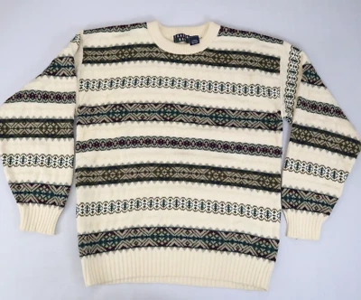 Vintage Trader Bay Sweater Adult Large Knit Sweatshirt Grandpa USA Made Cotton - Image 1 of 4