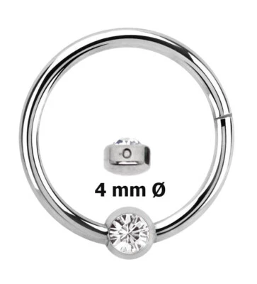 Piercing Lippenbändchen Scharnier Ring BCR 1,2mm Clicker und 4mm Kristall Platte - Bild 1 von 4