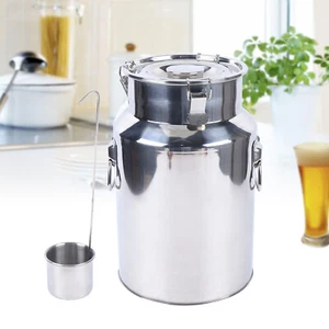 18L Stainless Steel Milk Can Wine Pail Bucket Liquid Canister Boiler+Wine Dipper - Picture 1 of 10