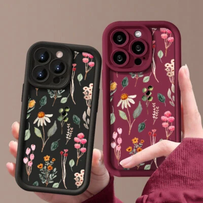 Floral Phone Cover For iPhone 16 17 Pro Max 15 14 13 12 11 8 Shockproof TPU Case - Image 1 of 4