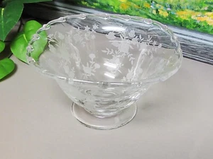 Fostoria Bouquet Footed Mayonnaise Bowl ~ Square ~ circa 1949-1972 - Picture 1 of 4