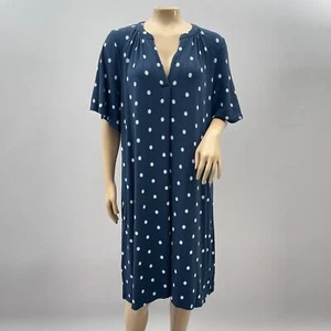 J. Jill Wearever Collection Dress Women L Navy Floral Print Jersey Stretch Boho - Picture 1 of 10