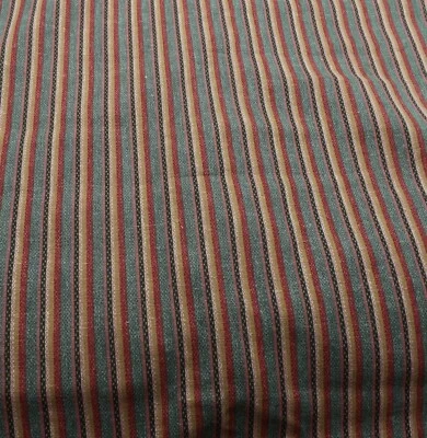 Concord Fabrics By The Kesslers Red Green Gold Stripes Fabric 1 2/3 Yd - Image 1 of 4