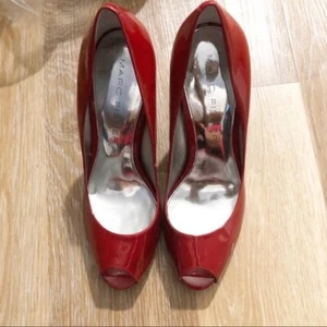 Marc Fisher Women’s Red Patent Peeptoe Endless Heels - Size 10  - Picture 1 of 10