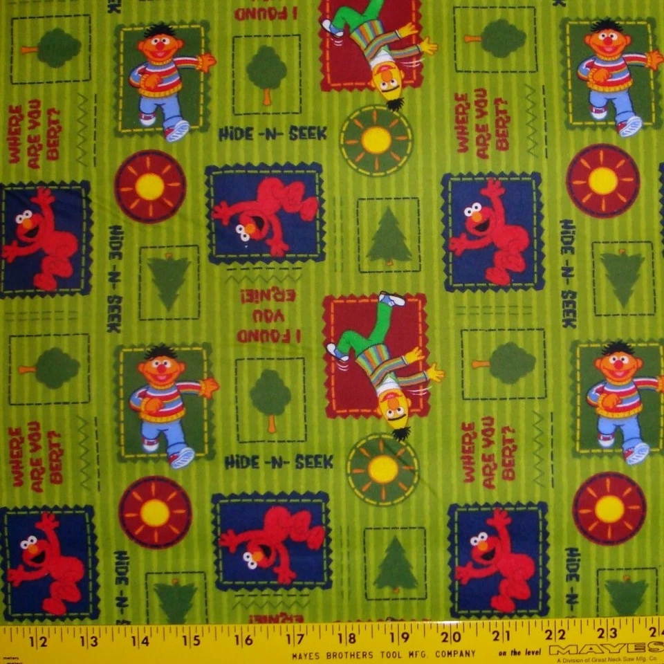 29 Inch Elmo Ernie Hide-N-Seek I Found You Sesame Street Flannel Fabric 5/6 yard - Image 1 of 1