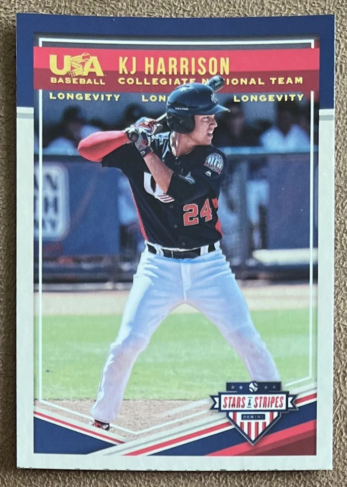 2018 Panini Stars & Stripes Longevity KJ Harrison Rookie #95 USA Baseball - Image 1 of 2