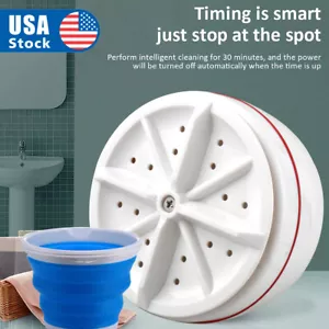 Ultrasonic Mini Washing Machine Portable Turbine USB Laundry Washer Travel Home - Picture 1 of 15