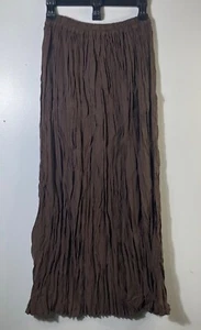 Womens Vintage Margaret O'Leary Crinkled Silk Midi Skirt Brown Silk USA - Picture 1 of 7