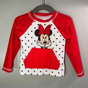 Disney Minnie Mouse Langarm Rash Guard, rot und weiß mit schwarzen Tupfen, 18M - Bild 1 von 7