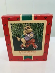 Vintage Hallmark Ornament Hand Crafted Racoon Biker Dated 1987 - Picture 1 of 6