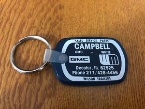 VINTAGE CAMPBELL GMC - WEISSER WERBE SCHLÜSSELANHÄNGER DECATUR IL - Bild 1 von 2
