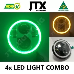 JTX, 2pr. LED Headlights, 5 3/4", Green Halo, Flashes Amber - Bild 1 von 10