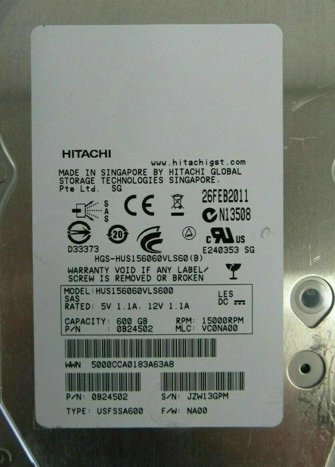 Hitachi 0B24502 600GB 15K RPM SAS 6Gbps 3.5" LFF Hard Disk Drive HUS156060VLS600 - Image 1 of 1