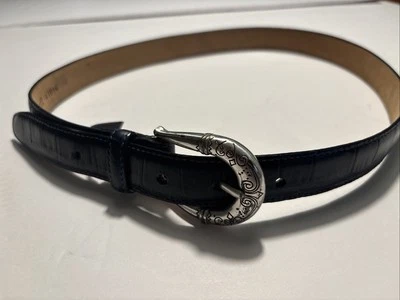 Женский пояс Brighton темно-синий кожаный с серебряной пряжкой средний размер 30 - Изображение 1 из 4