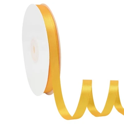 Double Face Yellow Satin Ribbon 1/4 Inch x 50 Yards, Polyester Gift Wrap Fabric - Image 1 of 4