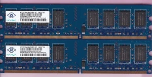 4GB 2x2GB PC2-5300 NANYA NT2GT64U8HD0BY-3C BLUE DDR2-667 DESKTOP RAM MEMORY KIT - Picture 1 of 2