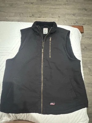 Chaleco Dickies Hombres Grande Negro Pato Lona Sherpa Forrado Ropa de Trabajo Chaqueta Cremallera Completa Foto 1 de 4