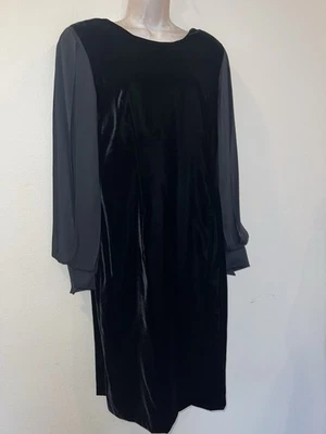 Louis Feraud EE. UU. 10 M Vintage LBD Mezcla de Lana Seda Cinta Mangas Medidas Foto 1 de 4