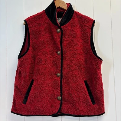 Chaleco polar vintage Tsunami para mujer Old Money rosa floral 3D talla XL rojo al aire libre Foto 1 de 4