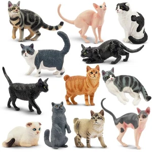EYSCOTA 12PCS Cat Figurines Plastic Cat Figures Realistic Kitten Toys Cat Cake - Picture 1 of 9