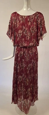 КРАСИВЫЙ РУЧНОЙ РАБОТЫ ВИНТАЖНЫЙ 1970-Х OMBRE ЦВЕТОЧНЫЙ ШЕЛК ШИФОНОВОЕ ПЛАТЬЕ W РАЗРЕЗ СТОРОНЫ - Изображение 1 из 4