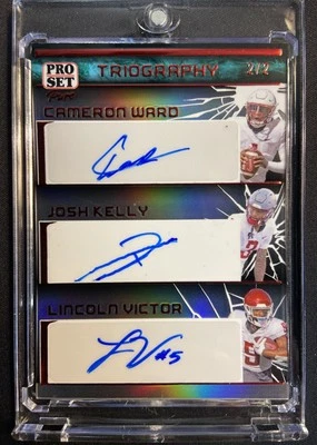 2023 ProSet TRIPLE AUTO CAM WARD/JOSH KELLY/LINCOLN VICTOR AUTO 2/2 #1 NFL PICK  - Image 1 of 4